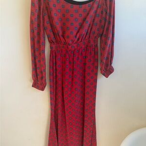 Stone Cold Fox Red and Blue Long Sleeve Dress